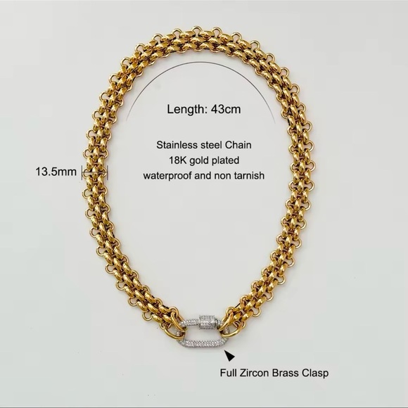 Double Link 18K Gold Stainless Steel Elegant Gold Chain Necklace - Picture 7 of 9